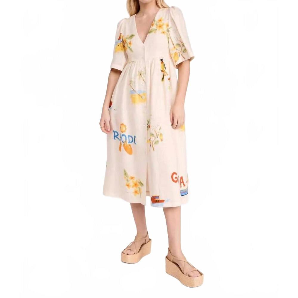 NEW SHEER TREND casual printed bubble sleeve dress in multi